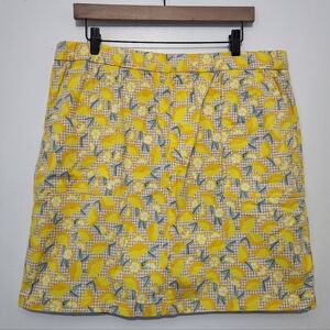 Lands' End 16 Tall Lemon Tan Gingham Skort Pockets Cotton Blend Summer 16T